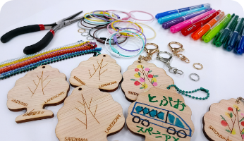 間伐材のキーホルダー作り